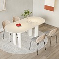 French Dining Table Dining Chair Log Style Dining Table Dining Chair Combination French Dining Table Dining Chair 3d model