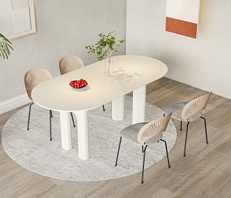 French Dining Table Dining Chair Log Style Dining Table Dining Chair Combination French Dining Table Dining Chair 3d model