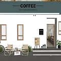 Charming Coffee Shop Exterior With Green Roof White Walls Bicycle Chairs Small Tables And Plants