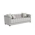 Elegant Light Gray Multi Seater Sofa With Tufted Design And Decorative Pillows 3d model
