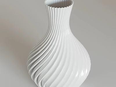 White Ceramic Vase With Spiral Ribbed Design For Fresh Flower Arrangements 3d model