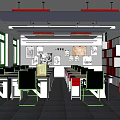 School Classroom Interior With Desks Chairs Wall Posters And Storage Cabinets