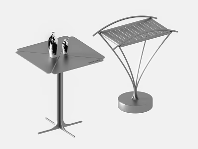 Modern Metal Side Tables With Square Curved Tops And Stable Round Bases 3d model