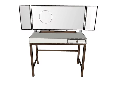 Dressing Table With Main Mirror Side Mirrors And Storage Drawer 3d model