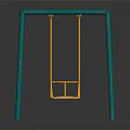Green Metal Swing Set With Yellow Seat For Kids Outdoor Play Equipment