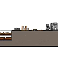 Modern Bakery Counter With Bread Display Case Coffee Machine And Packaging Boxes 3d model