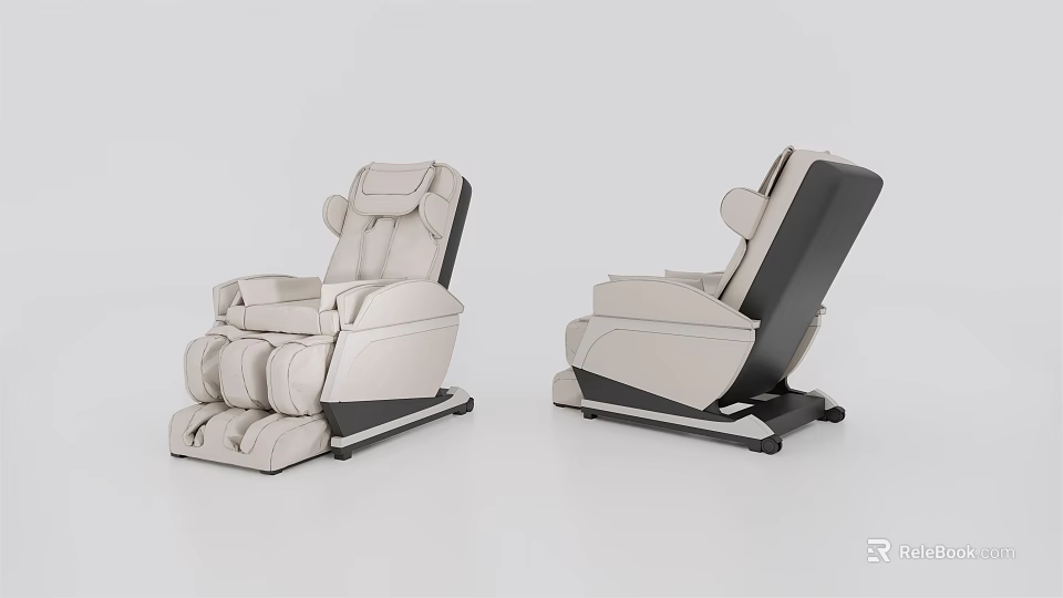 Modern Ergonomic Massage Chair With Leather Upholstery And Two Angles View 3d model 