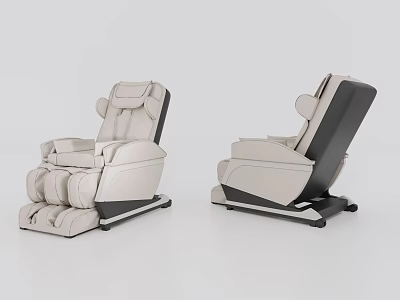 Modern Ergonomic Massage Chair With Leather Upholstery And Two Angles View 3d model