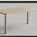 Modern Light Wood And Black Tables Round And Rectangular Shapes 3d model