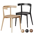 Two Modern Leisure Chairs in Wooden and Black with Stylish Backrest Design