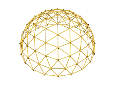 Golden Spherical Geometric Frame Sports Equipment With Interconnected Lines For Fitness Training 3d model