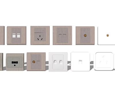 Various Modern Switch Panels With Sockets Single Double Switches And Different Colors For Home 3d model