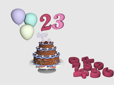 Balloon Cake Modern Cake Birthday Cake 3d model