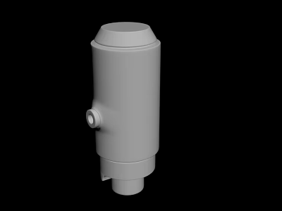 Gray Cylindrical Industrial Component With Top Cover And Side Knob 3d model