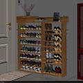 Wooden Multi Tiered Shoe Cabinet For Entryway With Shoes Storage And Decorative Potted Plant