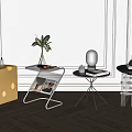 Yellow Cheese Shaped Leisure Chair With Metal Frame Round Table On Light Wall Wooden Floor
