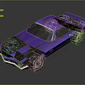 Purple Vintage Muscle Car With Sleek Body Design Bronze Wheels And Black Roof