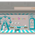 Vibrant beinGmate Kids Clothing Window Display With Ferris Wheel Decoration And Blue White Design