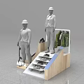 Modern Retail Display With Mannequins Clothing Shoes Skateboards And Hanging Apparel