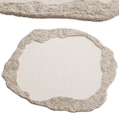 Soft Beige Square Rug With Plush Texture And Fringed Edges For Home Decor 3d model