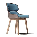 Modern Dining Chair With Arched Wooden Back Beige Cushion And Slender Legs