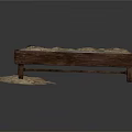 Rustic Wooden Bench With Natural Patterned Cushion And Solid Wood Frame Design