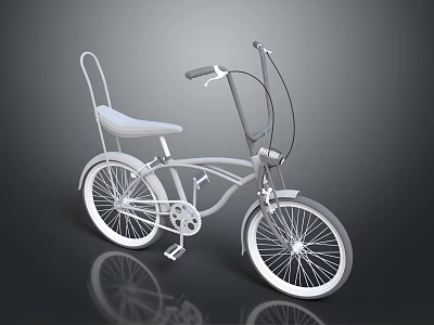 Classic White Bicycle With Retro Frame Curved Handlebars Rear Seat And Spoked Wheels 3d model