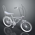 Classic White Bicycle With Retro Frame Curved Handlebars Rear Seat And Spoked Wheels