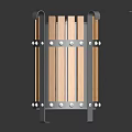 Wooden Slatted Barrel Shaped Equipment With Black Metal Frame Handles And Feet