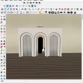Poliform Clothing Store Interior Featuring Arched Doorways And Gray Curtains