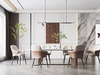 Modern Restaurant Dining Table and Chair 3d model