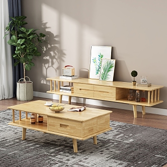 Nordic Living Room Coffee Table TV Cabinet 3d model