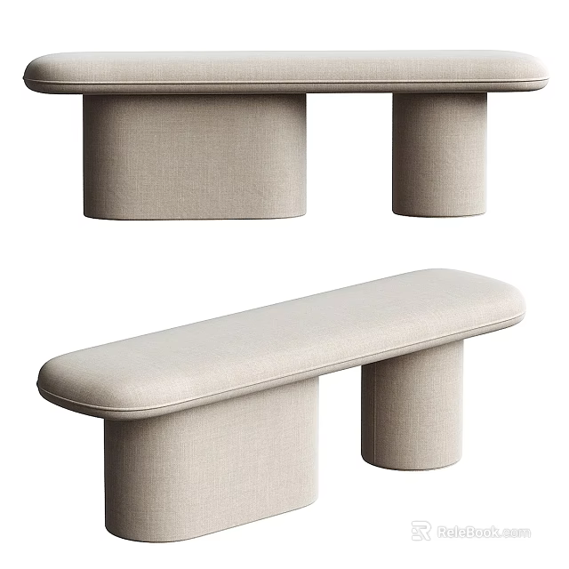 Beige Lazy Sofa With Modern Minimalist Design And Padded Cylindrical Supports 3d model 