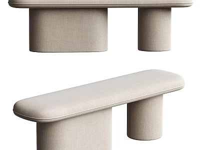 Beige Lazy Sofa With Modern Minimalist Design And Padded Cylindrical Supports 3d model