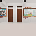 Classroom Photo Wall Showcasing Teachers' Portraits With Decorative Stars And Circular Designs