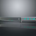 Decorative Combat Knife With Green Patterned Blade And White Handle Accents