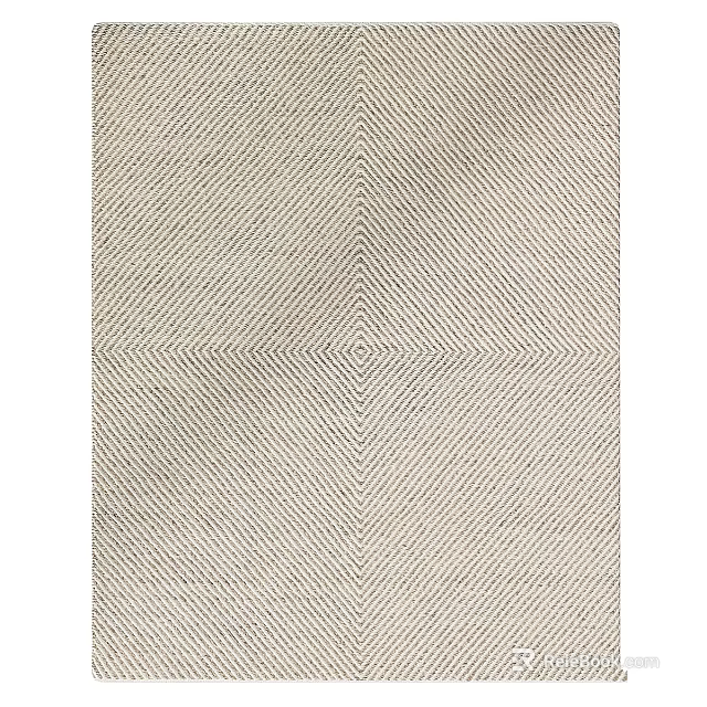 Neutral Colored Square Rug With Herringbone Pattern Weave For Living Room Decor 3d model 
