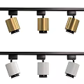 Modern Track Ceiling Lights With Gold And White Cylinder Shades