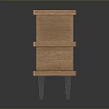 Wooden Three Tier TV Stand With Open Shelves And Metal Legs Design