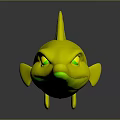 Cartoon Fish Character 3D Model With Colorful Striped Design Blue Green Body And Pink Fins