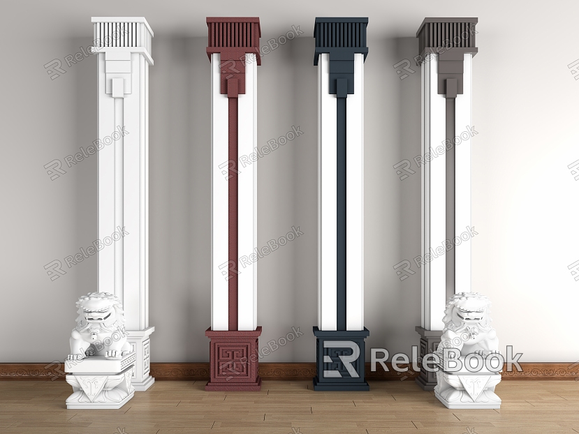 New Chinese Roman Column New Chinese Bag Corner Column Back Word Pattern model