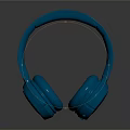 Blue Metallic Over Ear Headphones With Glossy Design And Reflective Surface