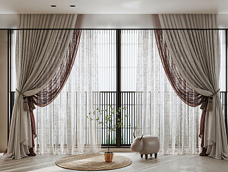 modern curtain gauze curtain 3d model