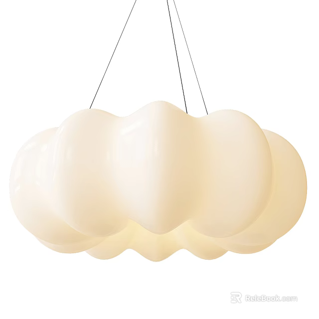 White Cloud Shaped Chandelier With Smooth Curved Design And Soft Glow 3d model 