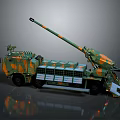 Camouflage Military Weapon Self Propelled Artillery Vehicle With Mounted Cannon And Armored Structure