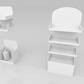 White Display Shelves With Various Styles Curved Top And Multiple Storage Tiers
