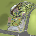 Fun Children's Play Area With Ferris Wheel Carousel Green Space And Modern Buildings