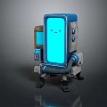 Cute Modern Commercial Equipment With Blue Display Screen Smiling Face Control Panel And Stand