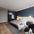 Modern Bedroom Interior Design With Scallop Headboard Pendant Lights And Wooden Flooring