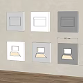 Modern Square Wall Lamps in Black White Gray Mounted on Light Wall with Wooden Floor